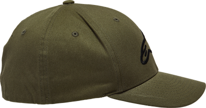 Black Ageless Curve hat by Bill's Exhausts in military style, small/medium size, with curved brim and adjustable strap.