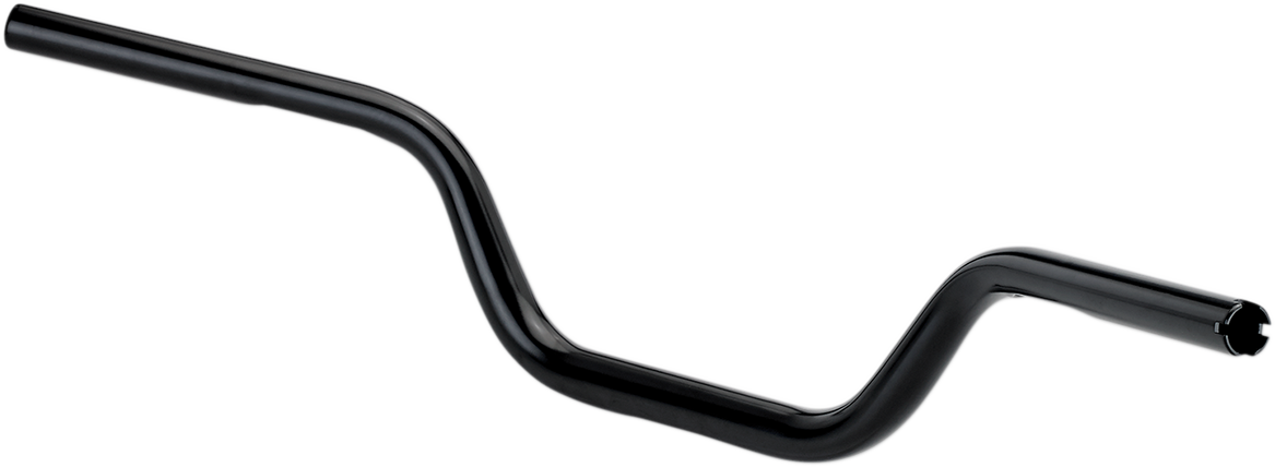Black BILT WELL oversized Tracker High handlebar mounted on motorcycle with ergonomic design and bold look.