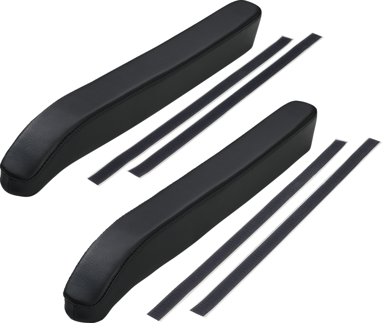 Black SHOW CHROME Kaliber Armrest Pads with black stitching for Slingshot 2015-2022 engine, designed by Bill's Exhausts.