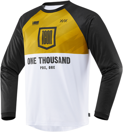Gold ICON Status jersey by Bill's Exhausts in medium size, featuring a sleek design and vibrant gold color.