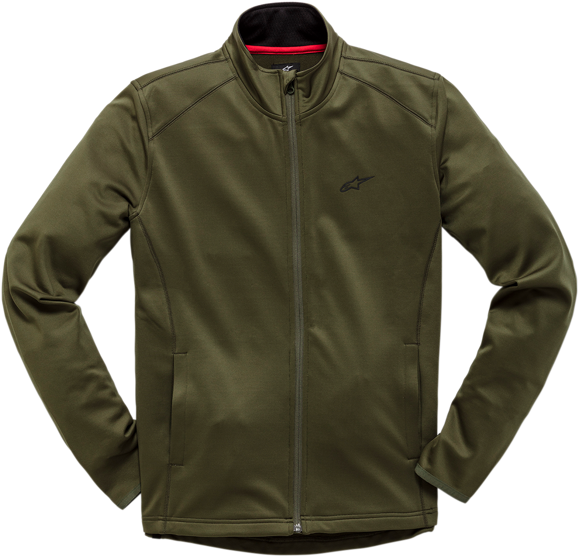 Alpinestars Purpose mid-layer jacket in green, large size, featuring a sleek design suitable for active outdoor wear.