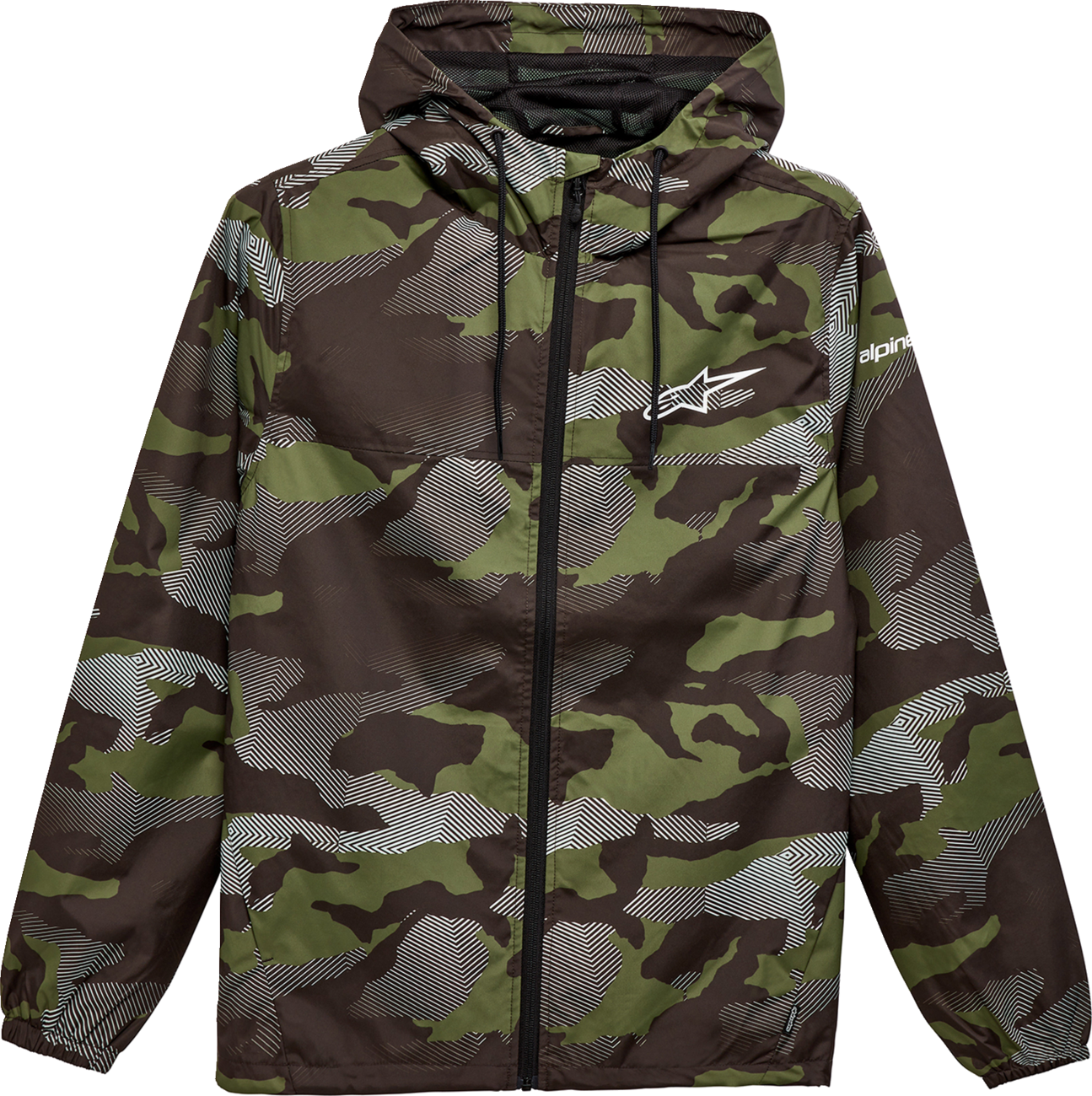 Alpinestars Treq camouflage jacket in 2XL, featuring a rugged design with zipper pockets and adjustable cuffs.