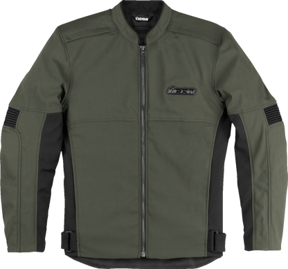 Bill's Exhausts ICON Slabtown Jacket in green, medium size, displayed with front view and detailed fabric texture.