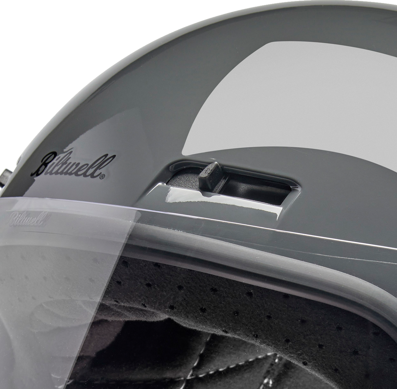 BILTWELL Gringo SV helmet in gloss storm gray, large size, featuring a sleek motorcycle helmet design with a smooth finish.