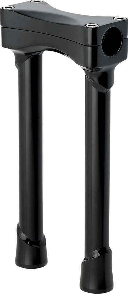 Black BILT-WELL Murdock oversized 10-inch handlebars with risers for motorcycle handlebar customization.