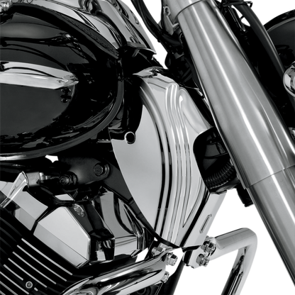 Bill's Exhausts SHOW CHROME engine neck covers 63-210, shiny chrome finish for motorcycle engine protection and style.