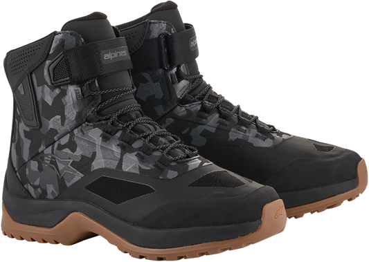 Alpinestars CR-6 Drystar® motorcycle shoes in black, gray, and gunmetal, US 9.5, with durable design and protective features