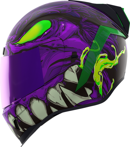 Bill's Exhausts ICON Airform™ Helmet Manik'RR MIPS® in purple, 3XL size, with aerodynamic design and adjustable straps.