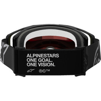 Bill's Exhausts AlpineStars Vision 8 Goggle in black with red mirror lens, featuring a sleek design and adjustable strap.