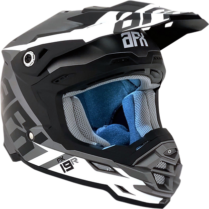 Frost gray AFX FX-19R racing helmet by Bill's Exhausts, large size, with aerodynamic design and ventilation vents.