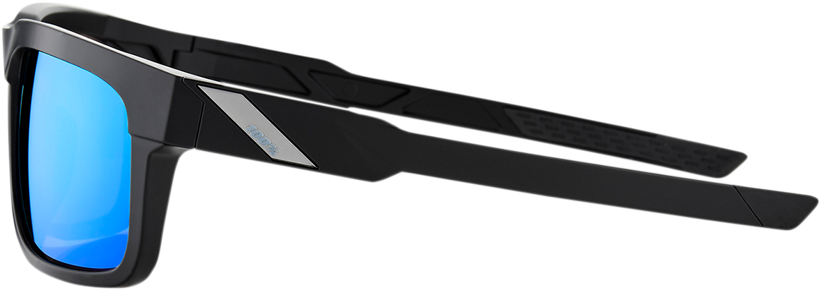 100% Type-S Sunglasses - Black - Blue Mirror 61032-019-75 - Howling Moto