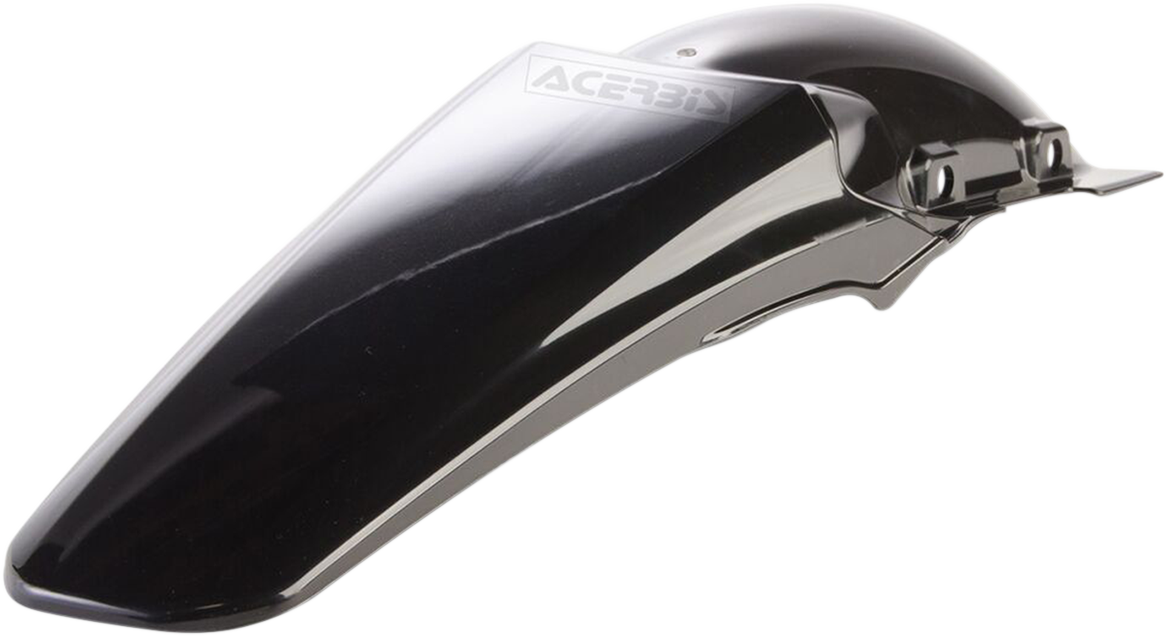 Black Acerbis rear fender for motorcycle, durable plastic body part, designed for off-road or motocross bikes.