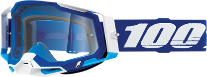 100% Racecraft 2 Goggles - Blue - Clear 50009-00002 - Howling Moto
