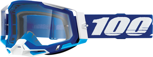 100% Racecraft 2 Goggles - Blue - Clear 50009-00002 - Howling Moto