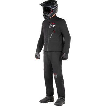 Alpinestars AMT Storm Gear Drystar XF jacket in black, large size, showing front view with protective design elements.