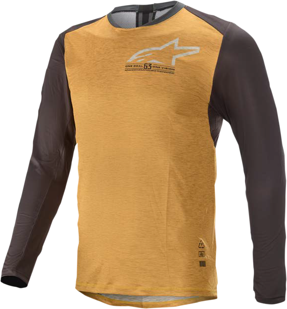 Alpinestars Alps 6.0 V2 long-sleeve motorcycle jersey in orange and black, size medium, featuring breathable fabric and branding.