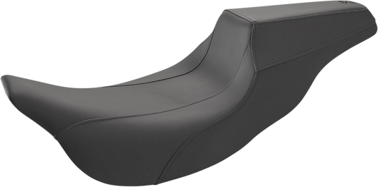 Black Saddlemens FXR Division Signature Series motorcycle seat for FLH/FLT models, designed for comfort and style.