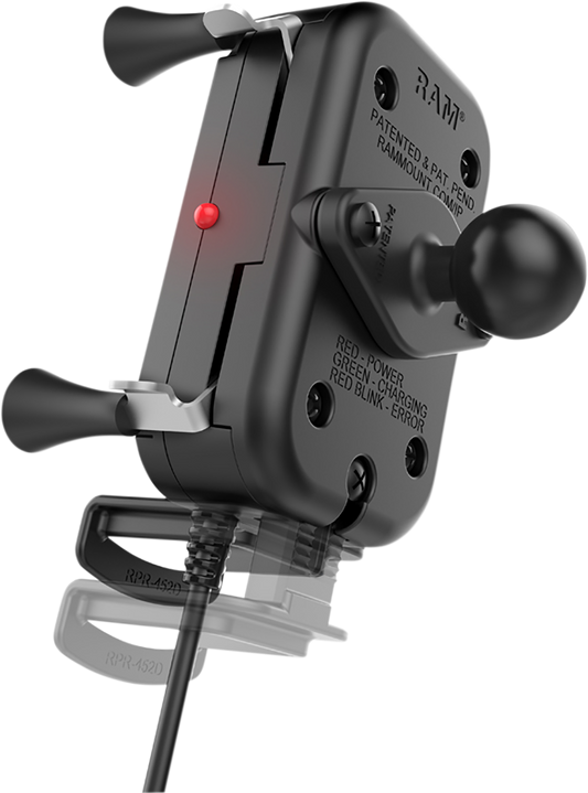 Bill's Exhausts RAM MOUNTS Tough-Charge device holder for engines, wireless waterproof charger with hardwire connection.
