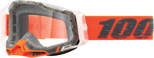 Bill's Exhausts Racecraft 2 Goggles in clear with adjustable strap, designed for racing or motocross use.