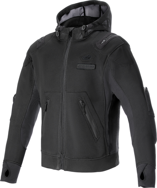Bill's Exhausts Alpinstars Moflow Air Tech Hoodie in black, 4XL, featuring a comfortable hood and stylish design.