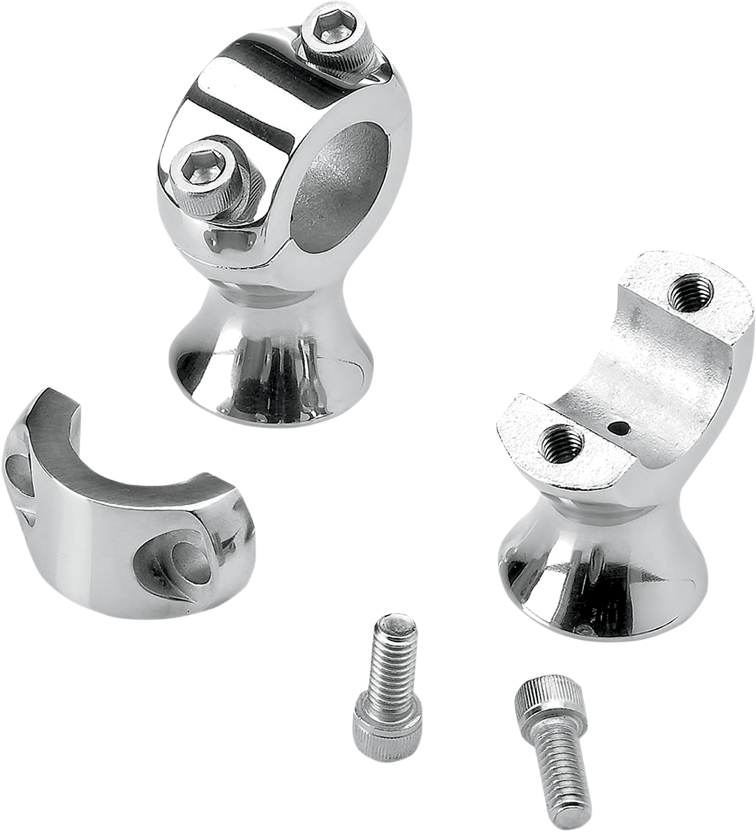 Polished BILTwell Slimline 1-3/4" handlebars risers for motorcycles, featuring sleek design and high-quality metal finish.