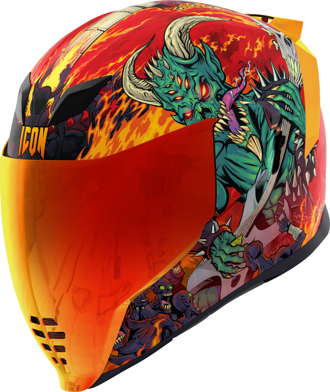 Red ICON Airflite™ MIPS helmet in medium size, featuring aerodynamic design and a secure fit for motorcycle riders.