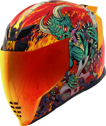 Red ICON Airflite™ MIPS helmet in medium size, featuring aerodynamic design and a secure fit for motorcycle riders.