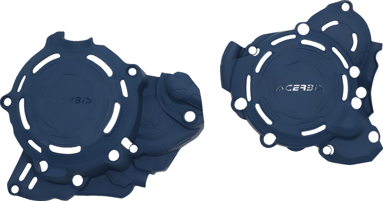 A blue ACERBIS X-Power Kit body for Husqvarna and KTM motorcycles, designed for optimal performance and fit.