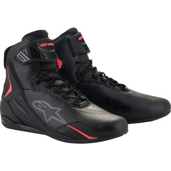 Alpinestars Stella Faster-4 black and pink riding shoes with US 10.5 size, featuring sporty design and durable construction.