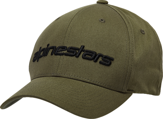 Black military-style ALPINESTARS Linear Hat in small/medium size, featuring a sleek design and branding details.