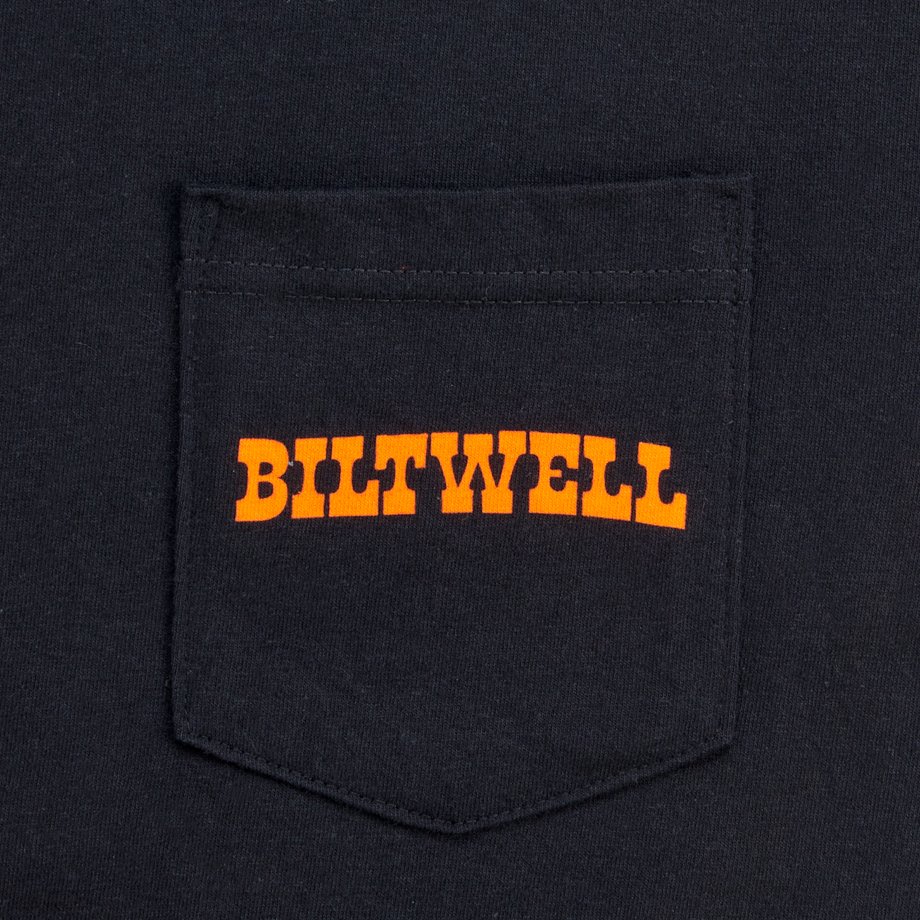 Bill's Exhausts BILTWELL LMTV Pocket T-Shirt in black, medium size, featuring a casual fit and front pocket design.