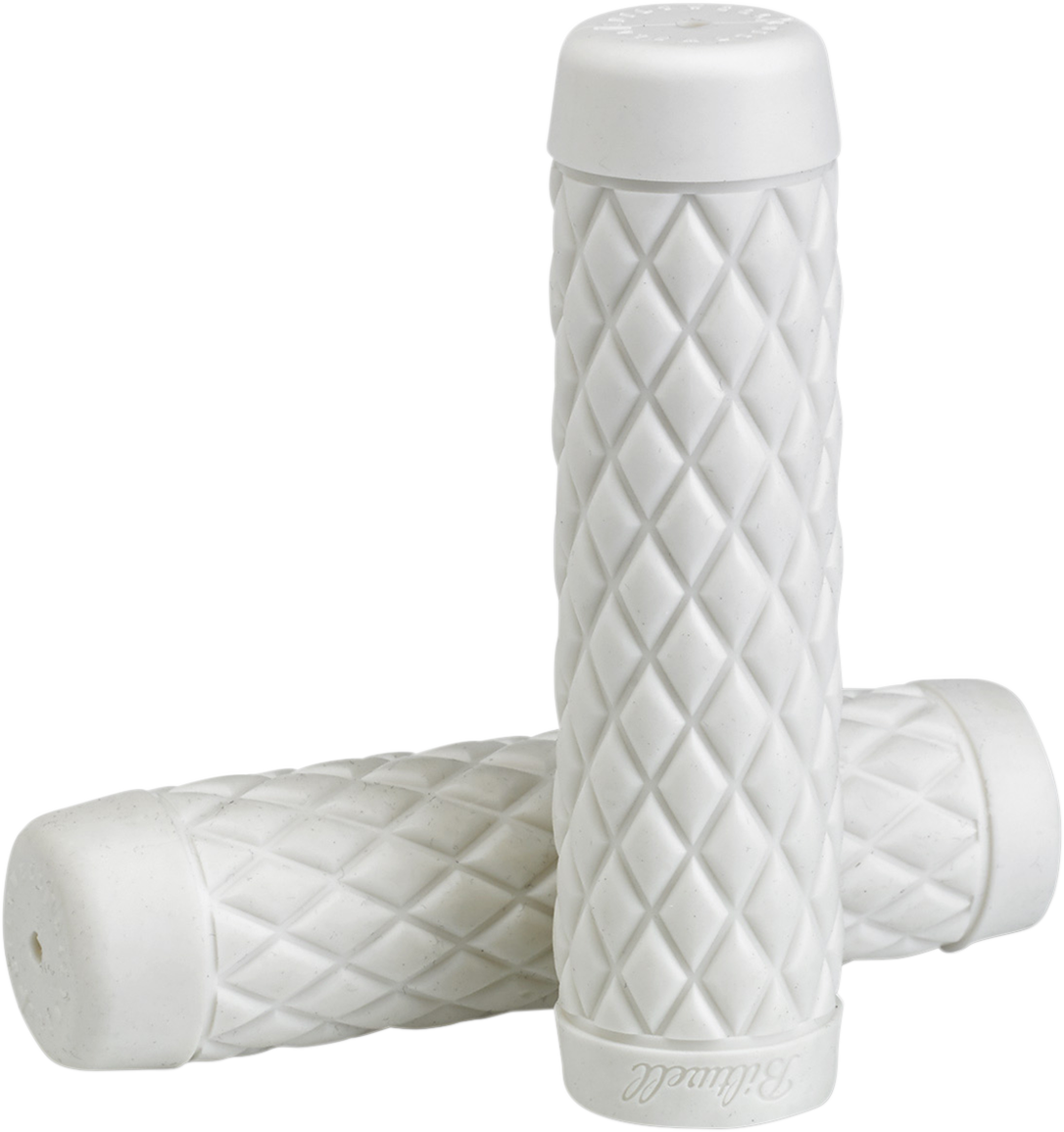 White BILTWell Torker 1-inch motorcycle grips with textured rubber surface, designed for comfort and control.