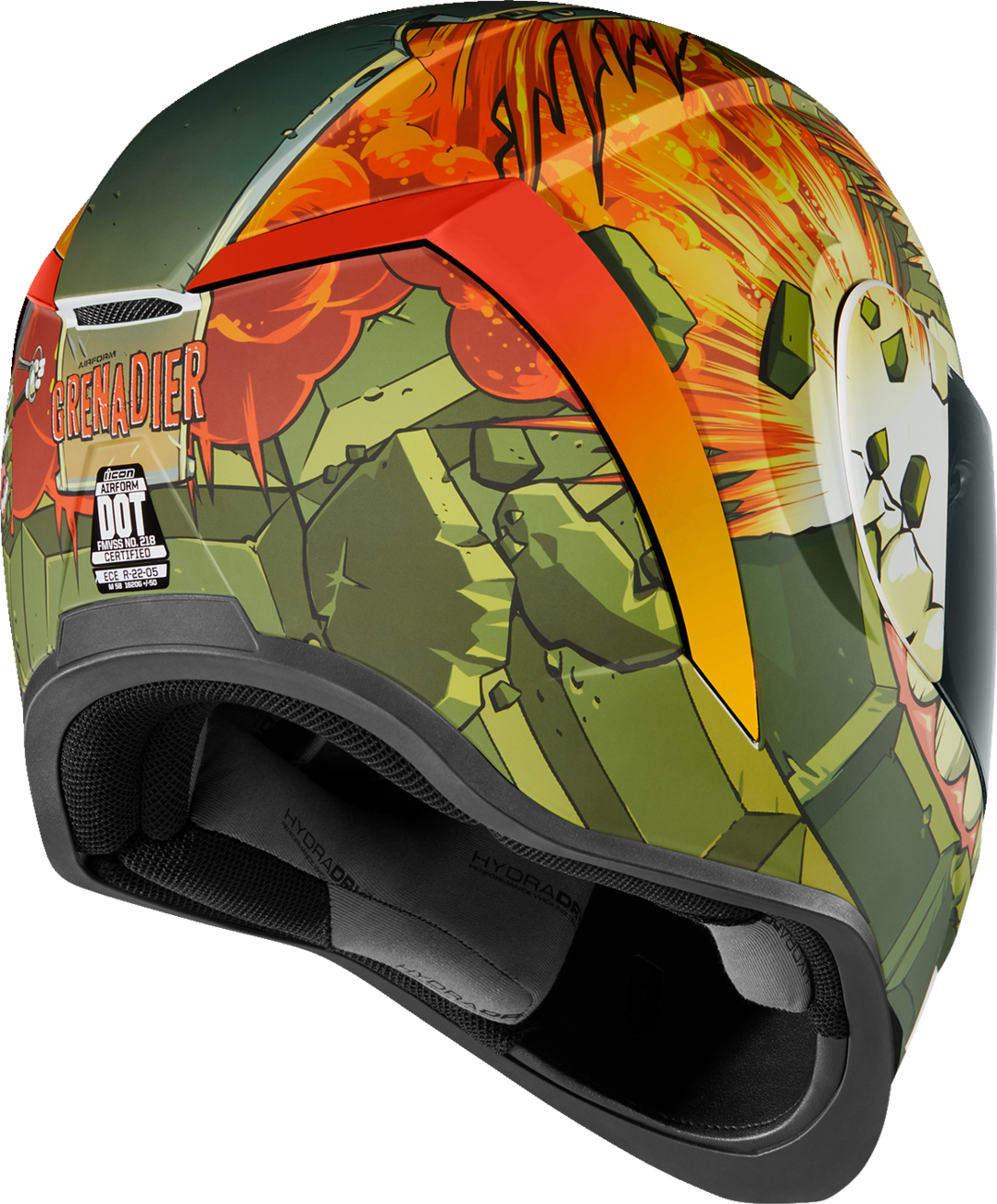 Bill's Exhausts ICON Airform™ Helmet Grenadier green small helmet with ventilation vents and sleek aerodynamic design.