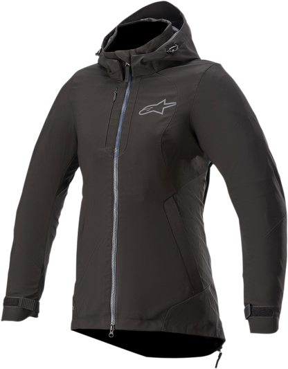 Black ALPINESTARS Stella Moony Drystar® jacket in XS with waterproof fabric, designed for motorcycle riding comfort.
