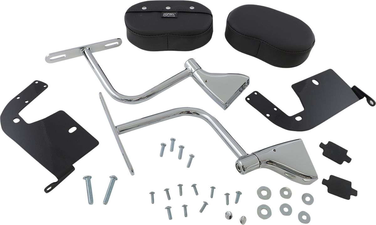 Black SHOW CHROME Deluxe Passenger Armrest for engine, featuring durable construction, designed for comfortable support.