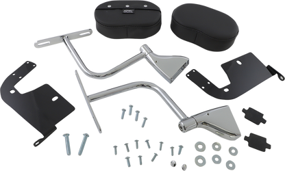 Black SHOW CHROME Deluxe Passenger Armrest for engine, featuring durable construction, designed for comfortable support.