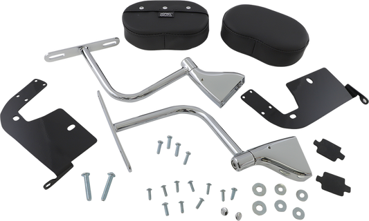 Black SHOW CHROME Deluxe Passenger Armrest for engine, featuring durable construction, designed for comfortable support.