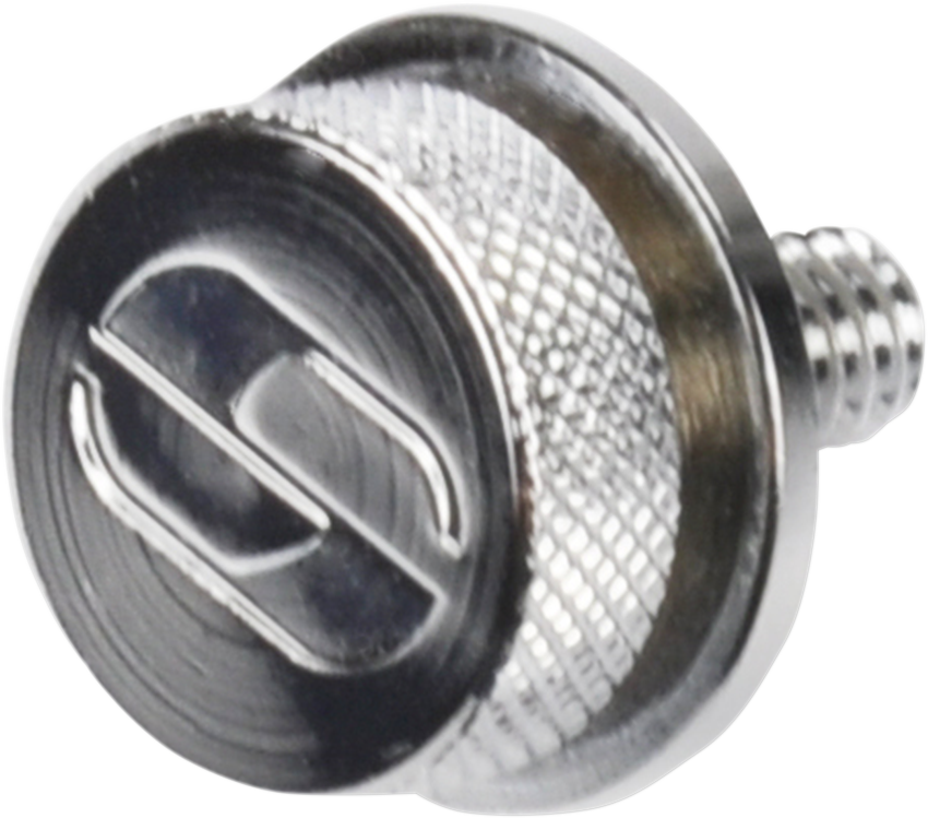 SADDLEMEN 1-1/4-inch-20 seat knob from Bill's Exhausts, shown on a motorcycle seat, made of metal with a round shape and textured surface.