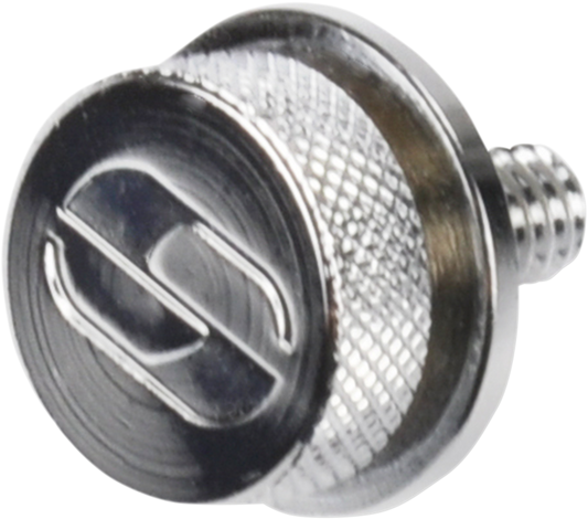 SADDLEMEN 1-1/4-inch-20 seat knob from Bill's Exhausts, shown on a motorcycle seat, made of metal with a round shape and textured surface.