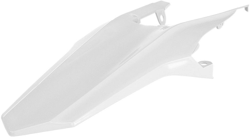 Acerbis white rear fender for motorcycles, made of durable body material, designed for off-road or motocross bikes.