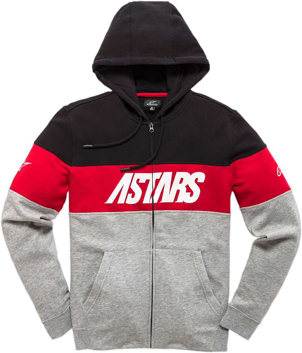 Alpinestars Grupo Zip Hoodie in black and heather gray, XL, featuring front zipper and casual hoodie design.