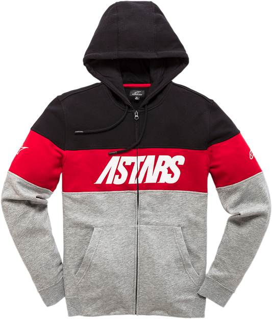 Alpinestars Grupo Zip Hoodie in black and heather gray, XL, featuring front zipper and casual hoodie design.