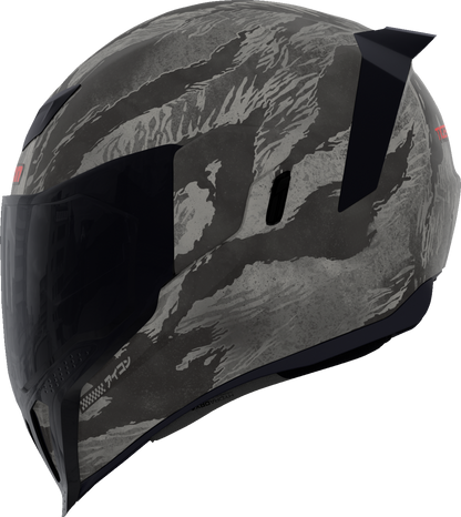 Bill's Exhausts ICON Airflite™ helmet in gray with tiger's blood design, large size, MIPS® safety system visible from the side view.