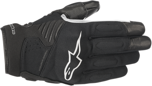 Alpinestars Faster black motorcycle gloves in 3XL size, featuring protective knuckles and textured palm for enhanced grip.