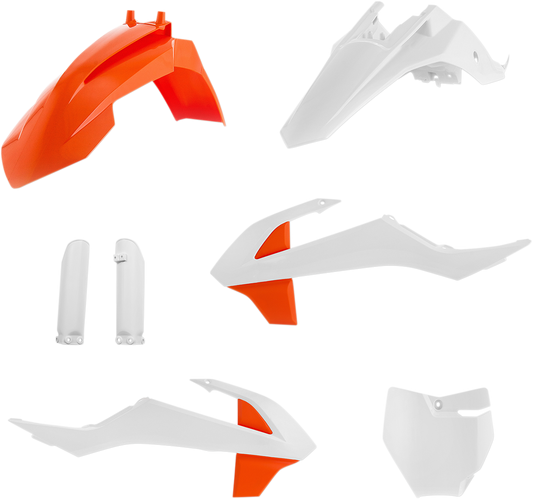 Acerbis full orange replacement body kit for motorcycles, featuring streamlined body panels and vibrant orange color.