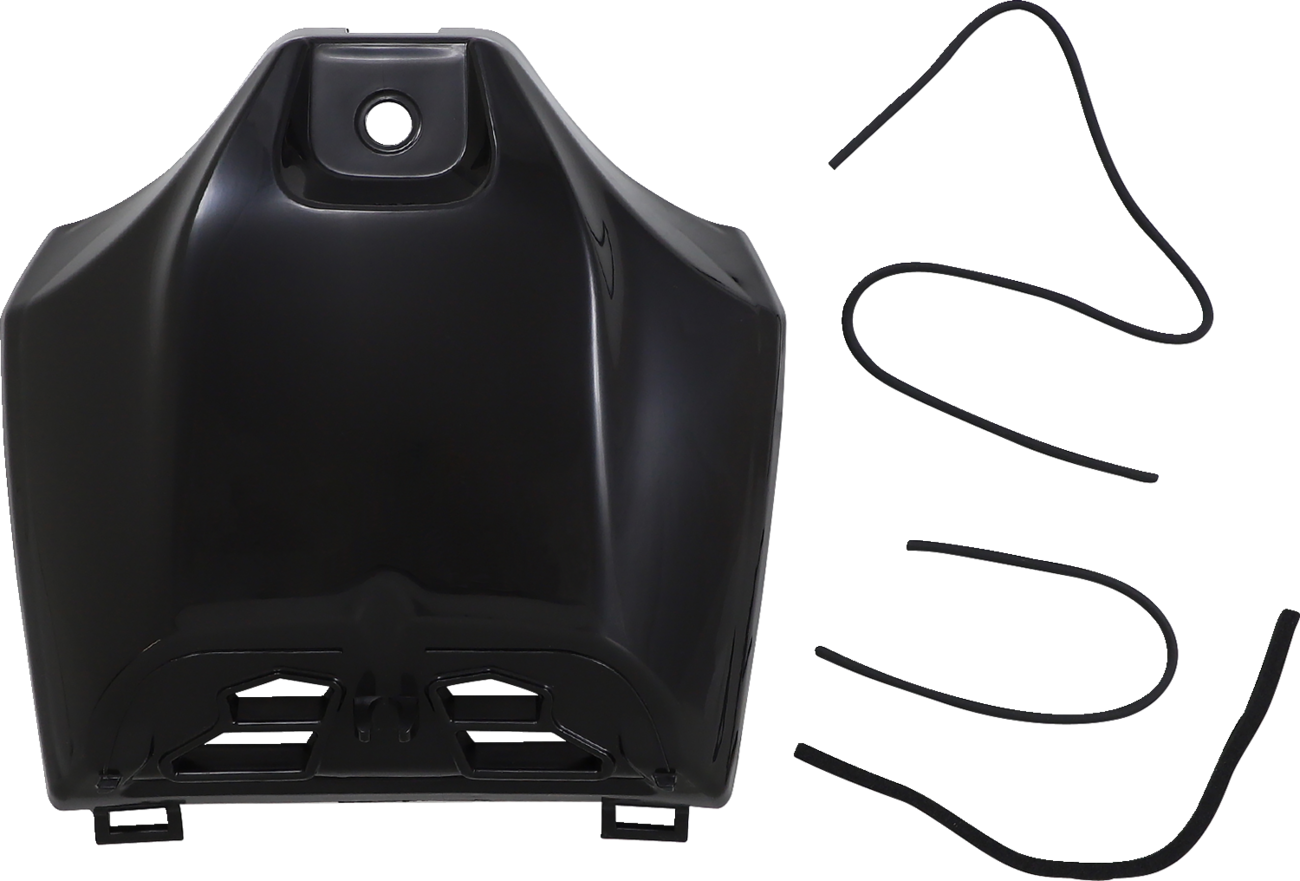 A black Acerbis vented tank cover, designed for motorcycle bodies, featuring vent openings and a sleek finish.