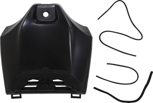 A black Acerbis vented tank cover, designed for motorcycle bodies, featuring vent openings and a sleek finish.