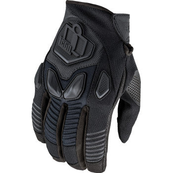 Black ICON Automag3 CE Gloves in 2XL size, featuring durable motorcycle gloves with protective padding and flexible design.