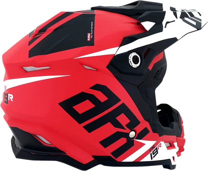 Matte red AFX FX-19R racing helmet in medium size, featuring a sleek design and safety visor for high-speed motorsport.