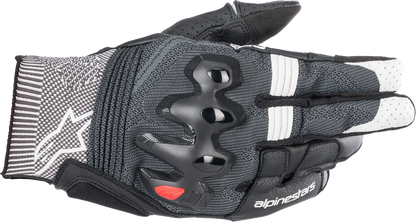 Alpinestars Morph Sport Gloves in black and white, large size, featuring protective knuckles and breathable fabric for motorcycle riding.